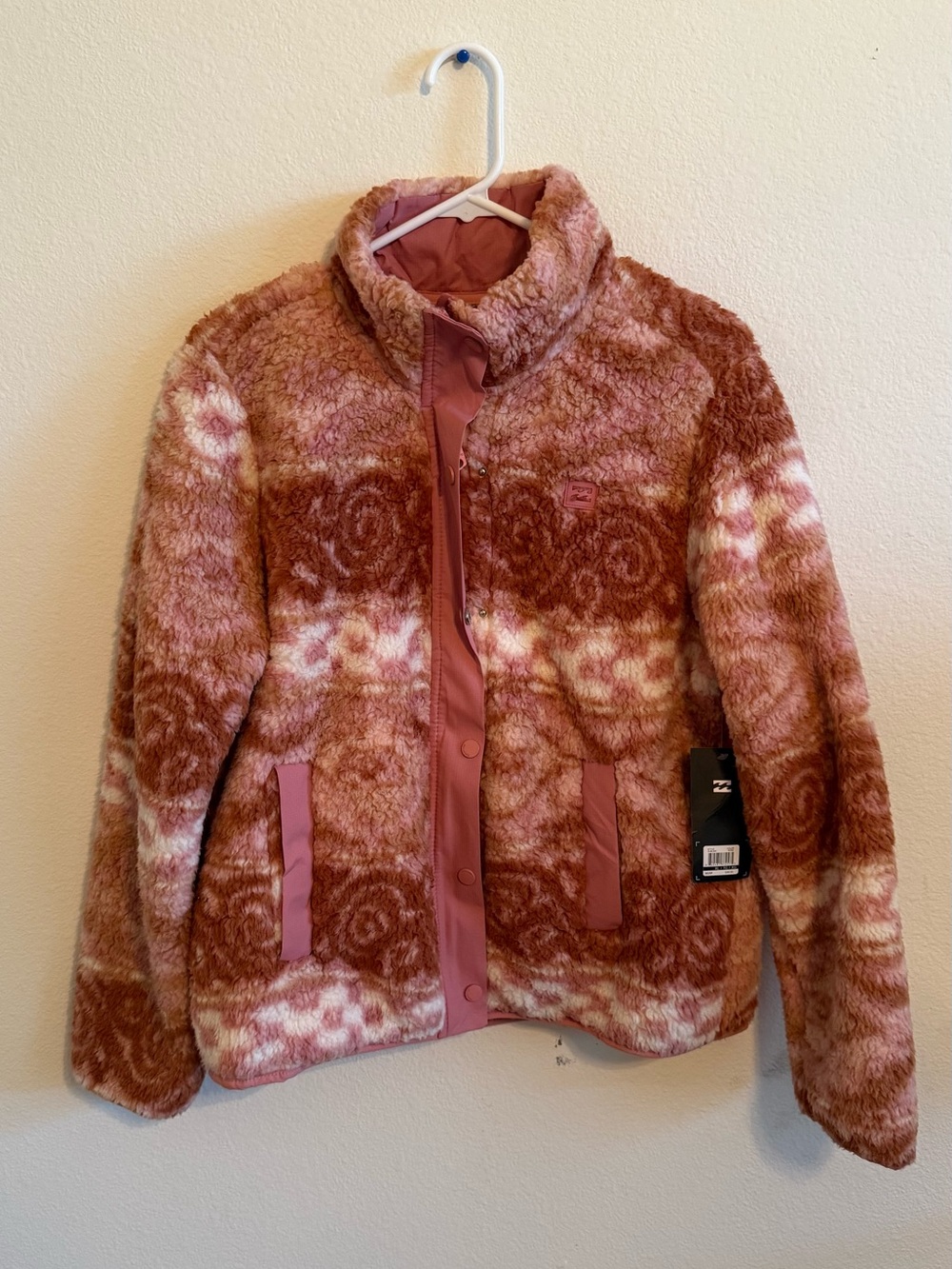 Billabong Pink and Rust Sherpa-Lined Jacket